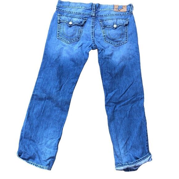 RARE True Religion Jeans Size 40 STRAIGHT FLAP T Blue - Picture 4 of 9